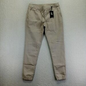 Caliville Mens Khaki Tan Slim Fit Jogger Pants Elastic Waist Size L